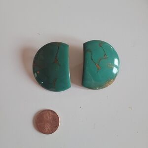 Green and Gold Semi-Circle Earrings